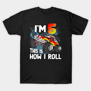 5 Year Old Monster Truck 5th Birthday Boy Monster Truck Car T-Shirt